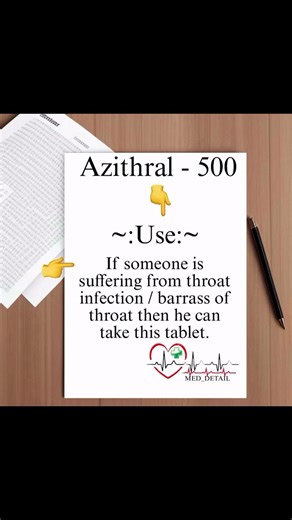 #azithral500 for throat infection ( गले का संक्रमण ) #medicine #med_detail #medical #medicalstudent.