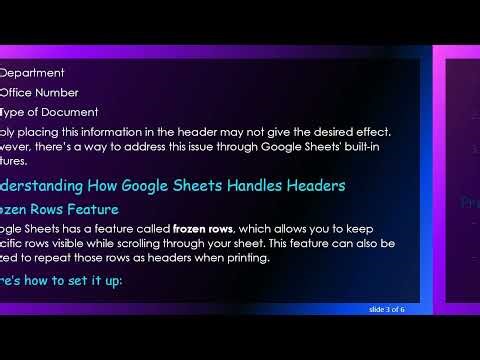 Creating a Multi-Row Central Header in Google Sheets PDF Printing