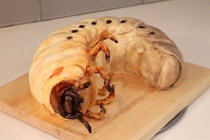 A Deliciously Creepy Hercules Beetle Grub Cake