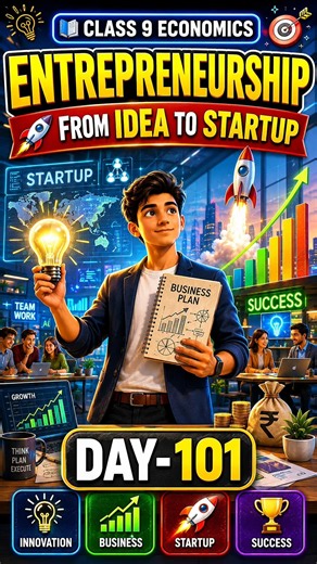 Day 101/300 Class 9 Economics | Chapter-3 | From Idea to Start-ups | Entrepreneurship |
