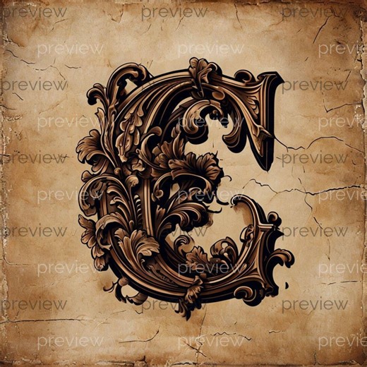 Ornate Vintage Letter E With Floral Patterns - Luxurious Digital Art for Instant Download and Printable Decor - Etsy