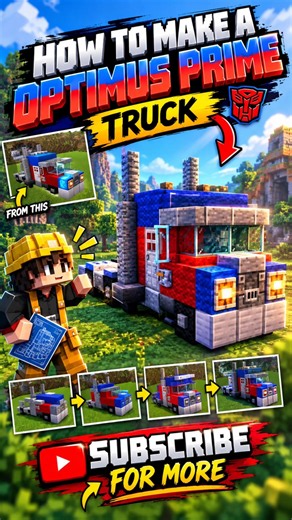 How to Build Optimus Prime Truck in Minecraft! 🚛🤖 #ytshorts