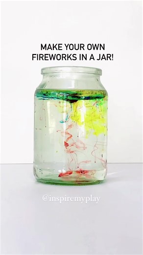 Here’s a simple and fun science activity for firework night coming up this week! . You will need: . •A jar filled with water •Oil •Food colouring . 1.Pour some oil in a shallow container 2. Add some drops of different colour food colouring. 3. Use a cocktail stick or fork to break up the drops of food colouring a little. 4. Pour the mixture into the water and watch the fireworks go! . The science: The oil floats on top of the water because it is less dense. The food colouring doesn’t dissolve in