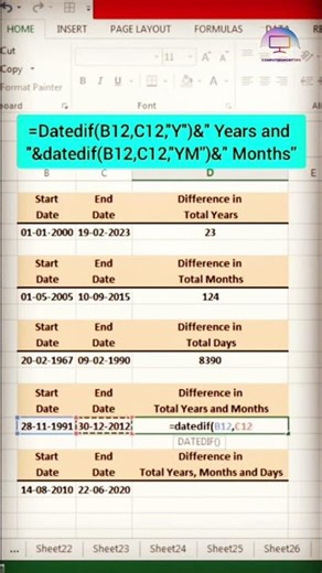 Get Difference between Two Dates in Excel 💯👍 #video #excel #excelspreadsheet #spreadsheetmagic