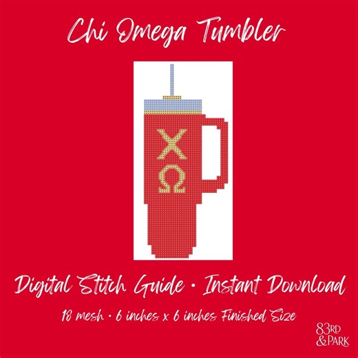 Chi Omega Needlepoint Pattern — Stanley Tumbler Sorority Stitch Chart PDF - Etsy