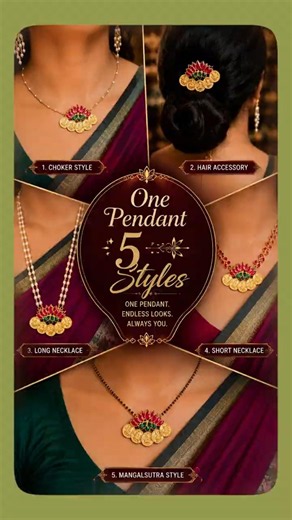 One Kasu Pendant… Multiple Stylish Ways #AdharvaJewels #KasuPendant