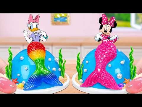 Minnie Daisy Rainbow And Pink Cake💗Beautiful Miniature Mermaid Princes Jelly Cake Decorating🌈