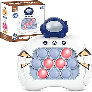 Fast Push Game, Handheld Game Console Fidget Toys Bubble Kids Game, Light up Push Game Kids Toys for Ages 3-12, Handheld Puzzle Game Gift for Boys Girls (Blue Astronaut)