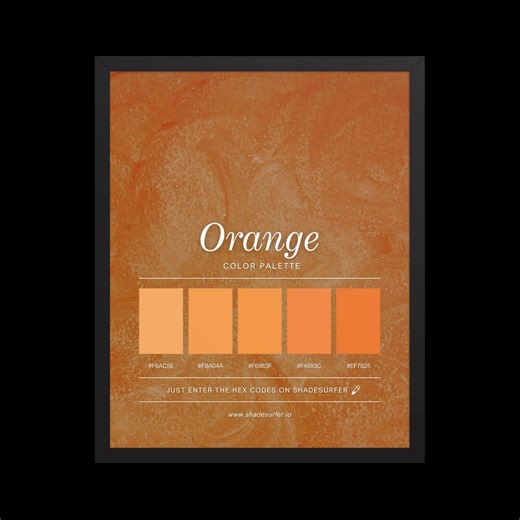 Orange Color Palette Print, Printable Wall Art, Instant Digital Download, Hex Codes Design - Etsy