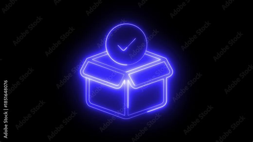 Cardboard with tick mark concept animated icon of order fulfillment, package delivered vector design ,Delivery confirm icon animation. delivery, package, cargo, shipping, logistics, transport,