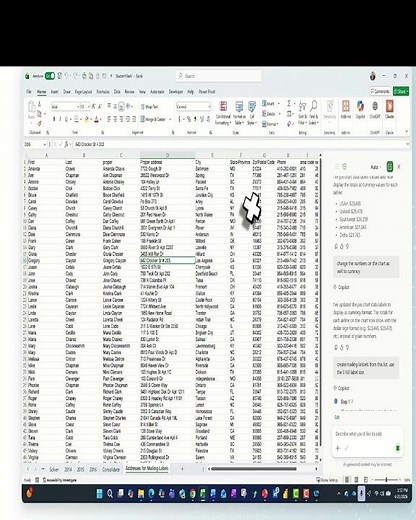 How to create mailing labels in Excel using CoPilot
