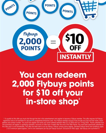 2.1K views | There’s 2,000 bonus points up for grabs when you join Flybuys. Offer ends Aug 19 2025. Visit Coles Grosvenor St and redeem 2,000 points for $10 off your shop in-store when you scan your Flybuys. Offer & Flybuys T&Cs apply. | Coles | Facebook