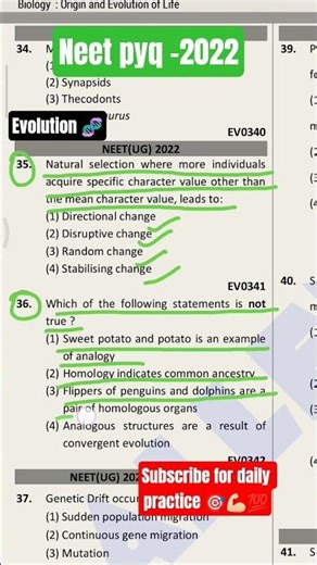 neet Question practice allen module/ neet pyq -2022 / evolution questions practice #neet2026 #allen