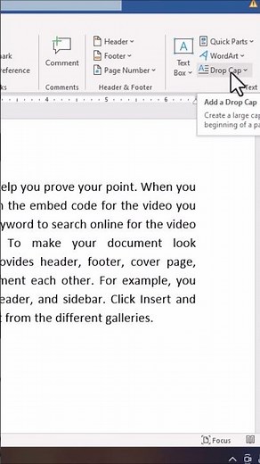 Drop Cap In MS Word