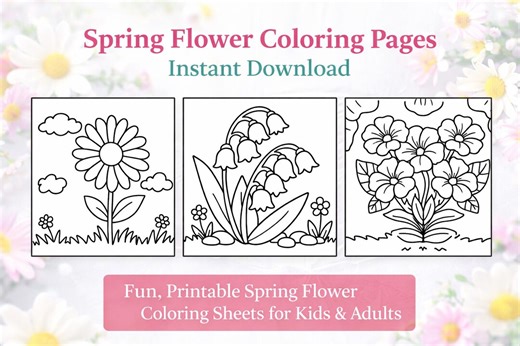 20 Spring Coloring Pages Printable, Flower Coloring Pages for Kids & Adults, Spring Flowers Coloring Book, Garden Coloring Sheets - Etsy