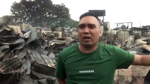 Drone footage shows residential area gutted after fire in Metro Manila