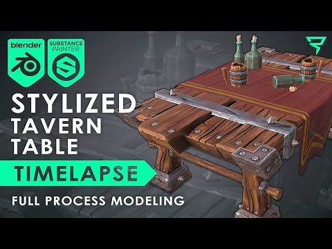 Stylized Tavern Table - 3D Modeling Timelapse