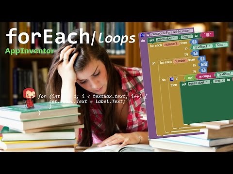 Learn App Inventor: for Each loops (for each number, for each item)