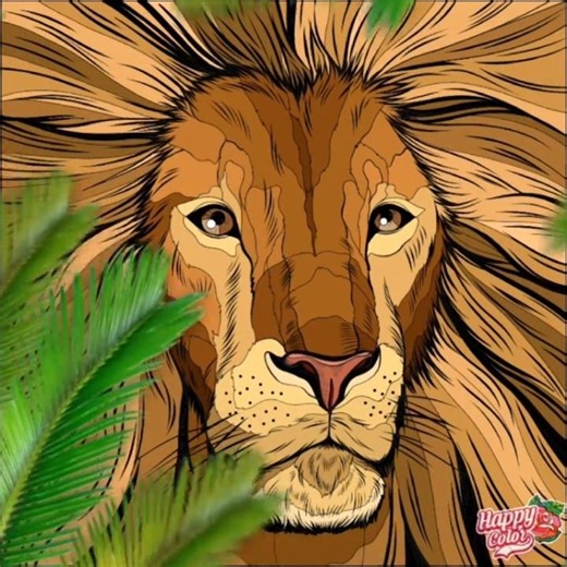Colour with me Lion's head in Happy Color App