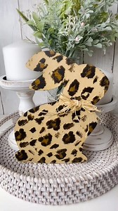 Who loves leopard print? 🙂 I think this bunny turned out adorable! 😍 #diycraftideas #diyinspo #eastercraft | Rusty Roost Designs