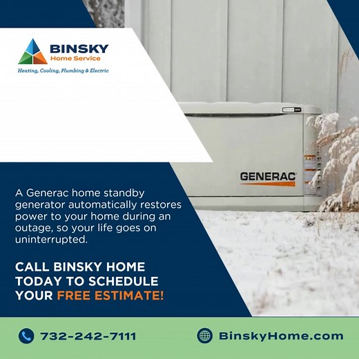 Don’t get left in the cold when the power goes out. Right now, Binsky Home is offering $2,000 OFF a Generac whole-home generator — your ultimate backup plan for storm season. - Automatic power when you need it most - Keep your heat, lights, and comfort running - Limited-time fall savings Call or visit BinskyHome.com to schedule your free estimate before the winter storms roll in! #BinskyHome #Generac #HomeBackup #WinterReady #NJ #PA | Binsky Home Service
