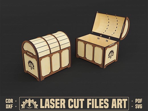 Treasure Chest Laser Cutting Files, Decorative Box Laser Cutting Cdr, Dxf, Pdf, Svg Files - Etsy