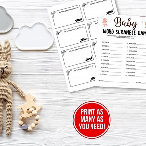 Baby Word Scramble Game, Baby Shower Puzzle, Scrambled Words Baby Shower Trivia Game, Printable DIY Fun Baby Shower Party Activity Games - Etsy