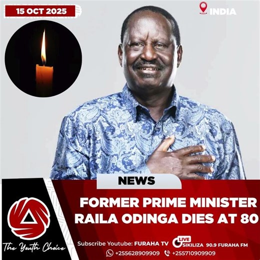 BREAKING: Former Kenyan Prime Minister Raila Odinga dies at 80 while undergoing treatment in India