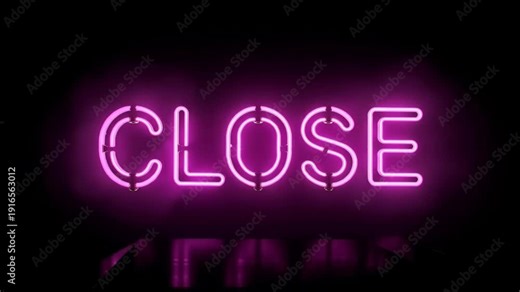 Bright neon open sign in a dark setting showing business hours at night