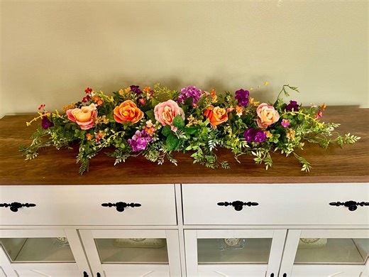 Spring Rose Garden Table Centerpiece, Spring Wild Vine Greenery Centerpiece Arrangements, Wildflower Flowers in Arrangement Spring Garland - Etsy