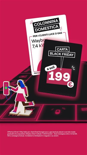 Con il Black Friday Enel, approfitta delle offerte sula mobilità elettrica da casa! Smart, affidabile e veloce. Scopri di più 👉 https://bit.ly/BF_Waybox | Enel Energia