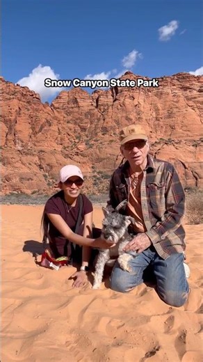 With my adventure buddies at Snow Canyon State Park Utah🇺🇸