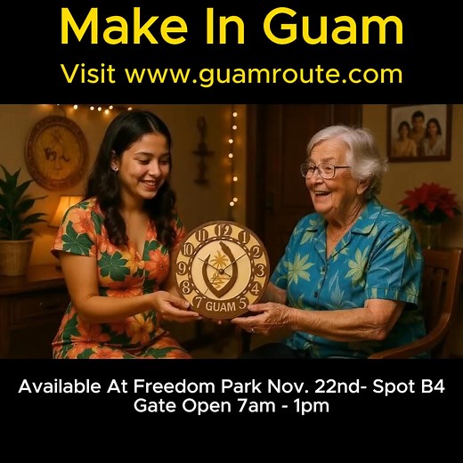 Time to showcase your island pride! Our handcrafted Guam clocks embody Chamorro values of family, respect, and connection to the land. Mark your calendar: November 22nd at Freedom Park, 7am-1pm – limited supply won't last long! ⏰ www.guamroute.com | Guam Route One
