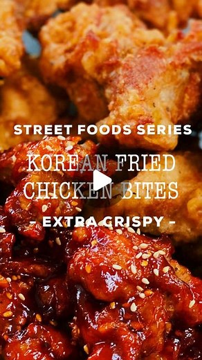 Tiffy Cooks 🥟 Easy Recipes on Instagram: "It is FINALLY HERE! EXTRA CRISPY Korean Fried Chicken Bites coated with spicy and sweet glaze; we are starting the last week of the Street Food Series with a banger! Welcome to Day 12 of Cooking 15 Street Foods for 15 Days today; we are making one of the most popular Street Foods, Korean Fried Chicken Bites. The chicken is double fried till crispy on the outside and juicy on the inside. The chicken is then tossed in a sweet and spicy glaze that is finge