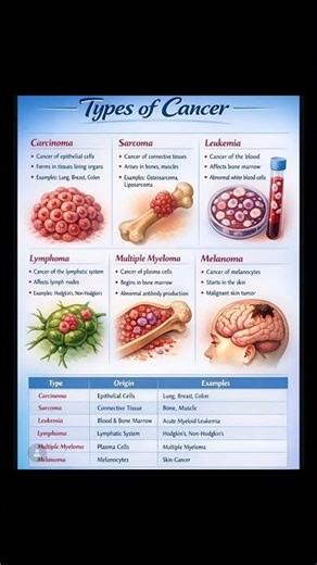 Types of Cancer – Understanding different cancers that affect the human body 🧬🔬 #cancer