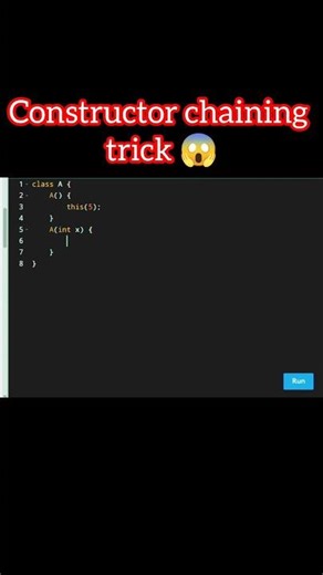 Java Constructor Chaining Explained 😱 #shorts #java #codewithrtech #codingshorts #youtubeshorts