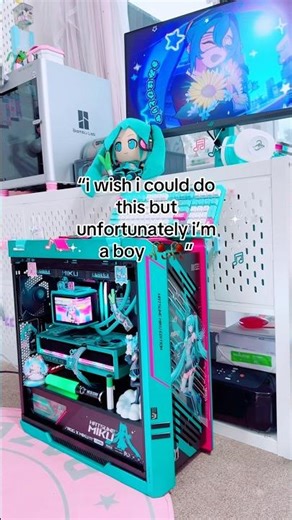 men aren’t allowed to like a MIKU PC?? 😭✨ #setupgamer #kawaii #girlgaming #desksetup