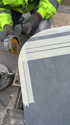 how to cut rounded edge on composite kitchen worktop