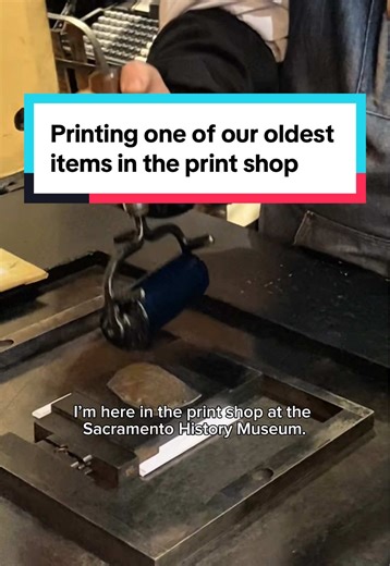 Since we are a museum, we can’t pass this day up. March 2nd is National Old Stuff Day! While using our Washington hand press, which was made in 1852, Jared letterpress printed the oldest woodcut in our print shop exhibit at the Sacramento History Museum. We thought we’d take this opportunity to answer one of our frequently asked questions by our viewers and that is, “What is the oldest cut in the print shop exhibit?” The Lewis Winter Collection contains the oldest cuts at our museum, considering