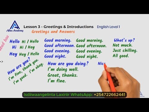 Casharka 3aad ee Barashada English Level 1 | Greetings and Introductions | Free Lesson
