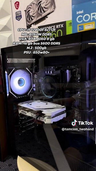 CPU : i5 12400F 6c/12t MB : B760M DDR5 VGA: RTX 4060 8 gb RAM : 16 gb bus 5600 DDR5 M.2 : 500gb PSU : 650w80  คอมพิวเตอร์ ใช้งานปกติ เล่นเกมส์ได้ ทำงานได้ สภาพสวยใช้งานอีกยาวๆ เล่น FiveM,Roblox, valorant,FreeFire ราคาคุ้มค่าา 📌 ราคา 15,300 บาท 📌 เซอร์วิสให้ตลอด 📌ปก.ใจ 7 วัน 📌 ส่งตจวได้,ระแวกกรุงเทพส่งด่วนไม่กี่ชั่วโมงถึง 📍นัดรับลาดกระบัง ฉลองกรุง 8 กทม. #คอมมือสอง #คอมพิวเตอร์เล่นเกมงบ15 000 #คอมประกอบ #ลาดกระบัง #คอมเล่นเกม