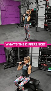 Small changes in our posture and position can have a bigger impact on moves than we realize, challenging muscles in different ways and even challenging specific areas more. While a simple change with the overhead press, moving from standing to seated can make this move exponentially more challenging than you realize. You may find you have to check your ego a bit when doing this seated, going down in weight because it really isolates your upper body. Both variations can have value and allow you t