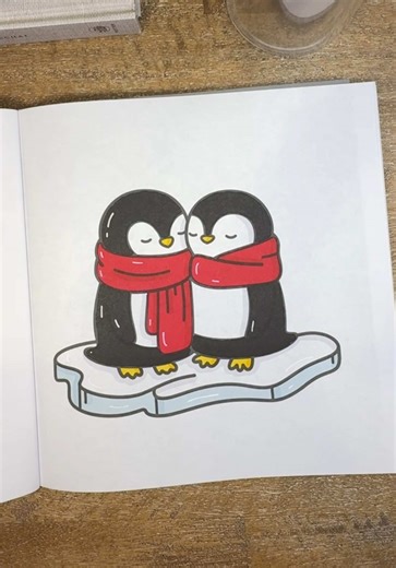 de-stress with me🧣 #coloring #colorwithme #coloringtok #penguins #ohuhumarkers