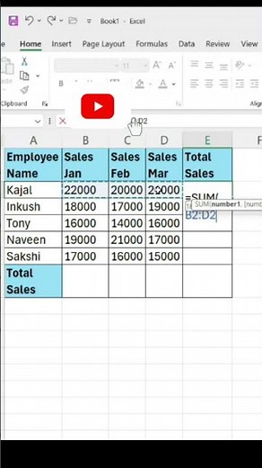 How to Use SUM Formula in Excel | Excel for Beginners #shorts #excel #exceltips #learnexcel
