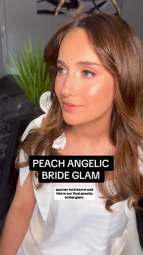 Peach Angelic Bridal Makeup: Soft Curls & Glowy Skin