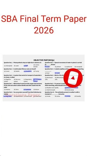 7th Class Science Paper School Based Assessment 2026 | SBA Final Term paper 7th Class | Grade 7th