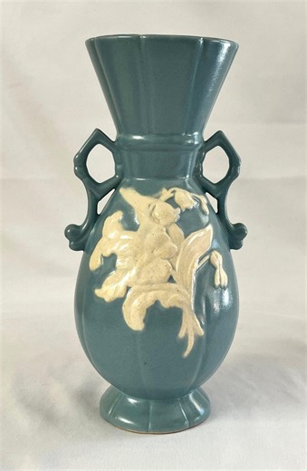 1930's Weller Pottery Art Deco Two Handled Blue Cameo 10" Vase - Etsy