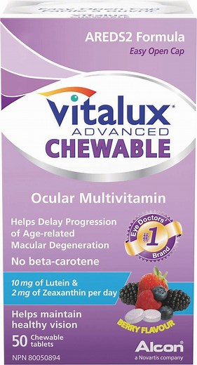 VITALUX® Advanced, Chewable Ocular Multivitamin, Macular Degeneration Supplement with AREDS 2, AMD, 50 Chewable Tablets - Walmart.ca