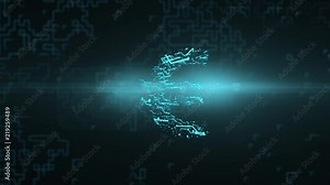 Logo of the money of Europe. Animation sign euro Stock Video