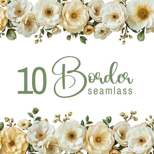 Yellow Floral Seamless Borders | Watercolor Flower Strips (PNG Digital Download) - Etsy